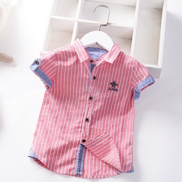 

korean style short-sleeved striped 2020 new girls' trendy style shirt small and medium-sized children's lapel shirt, White;black