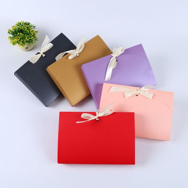 5 Farben große Geschenkbox Kosmetikflasche Schal Kleidung Verpackung Farbe Papierbox mit Band Unterwäsche Verpackungsbox LZ1853