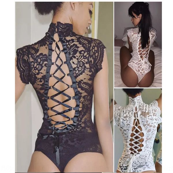 

hollow-out bandage new one-piece underwear hollow-out bandage new one-piece underwear underwear, Black;white