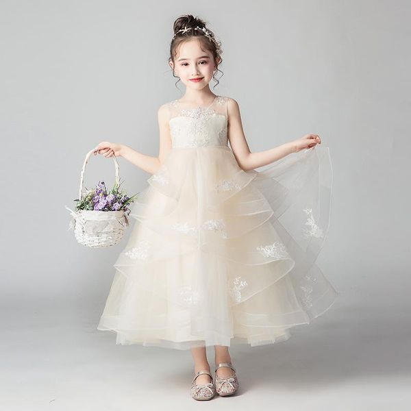 

fashion flower dress girl wedding children communion kids dresses for teenage girls ceremony tutu baby clothing 4-10 years vestidos, Red;yellow