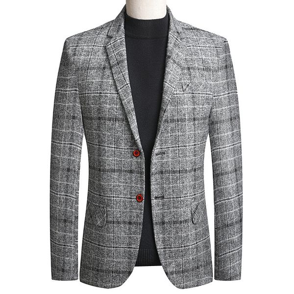 

2020 fall men plaid blazer khaki blue grey mens jacket and coat fashion slim men suit jacket size s-5xl mens suits blazers, White;black