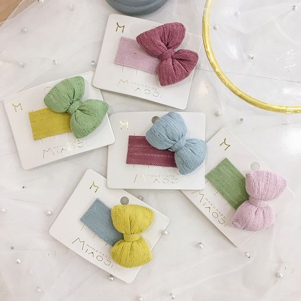 

children's super cute bow hairpin new cute side butterfly butterfly bangs clip bb clip sweet all-match fabric hairpin, Slivery;white
