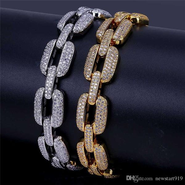 

hip hop men silver gold chain bracelet high-end micro - set zircon titanium steel bracelet, Black