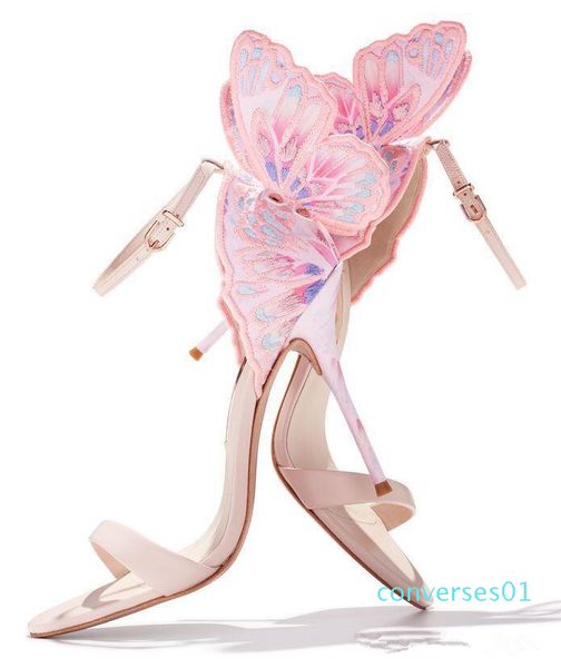 

sophia webster female butterfly winged women party high heels sandals thin heeled wedding pumps shoes gladiator females sandalias co01, Black