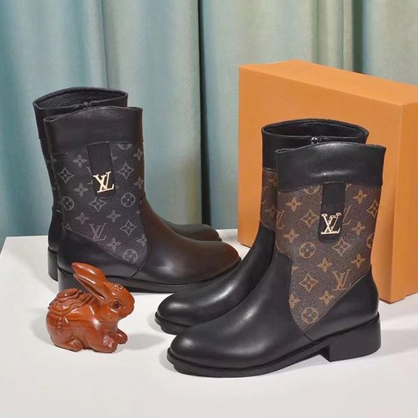 

womens shoes boots winter party fashion with box bottes femmes lady shoes luxury botas de mujer fashion womens shoes zipper high -design, Black