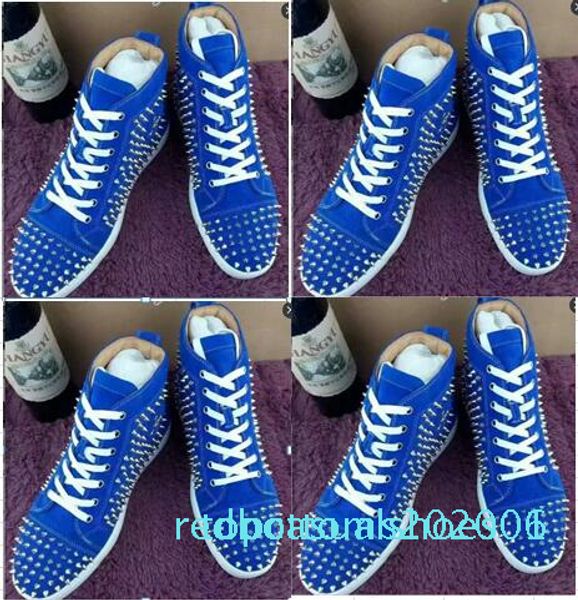 

2019 new high red bottom sneakers for men with spikes black suede fashion casual mens shoes 36-47 tr01