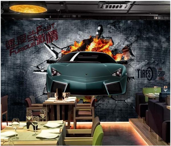 

3d wallpaper custom p mural on the wall fast and furious sports car breaks the wall home decor living room p wallpaper for walls 3 d