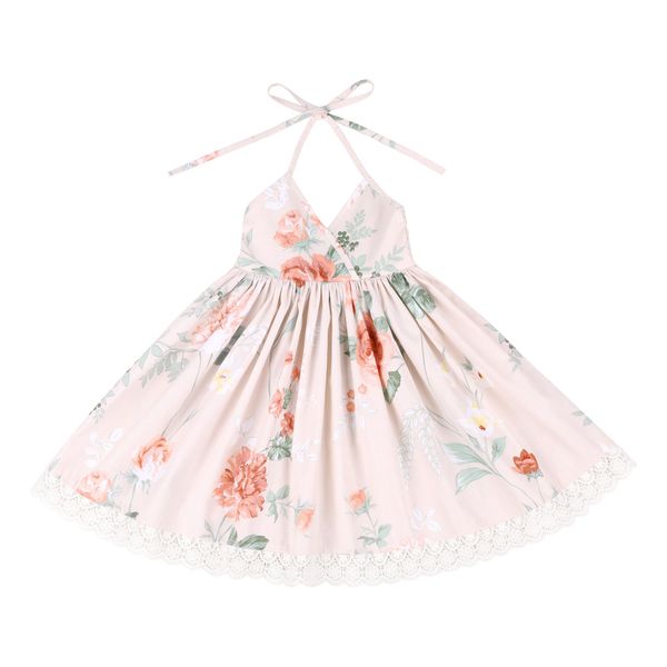 

flofallzique flower girl dress summer rose floral print design for toddler clothes backless wedding party princess dresses t200709, Red;yellow
