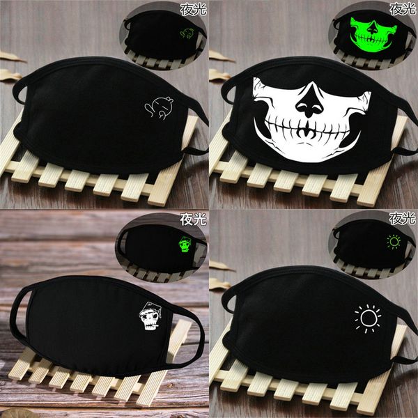 

cotton mask face cover cartoon facemasks glow in the dark skeleton winter mask cotton mask cotton face fachv hwjh, Black