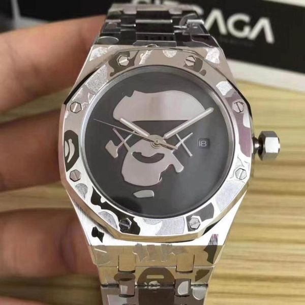 

new high-end luxury watch royal oak watch, imported automatic machinery.dial diameter is 42 mm, 316 fine steel.imported sapphire mirror, Slivery;brown