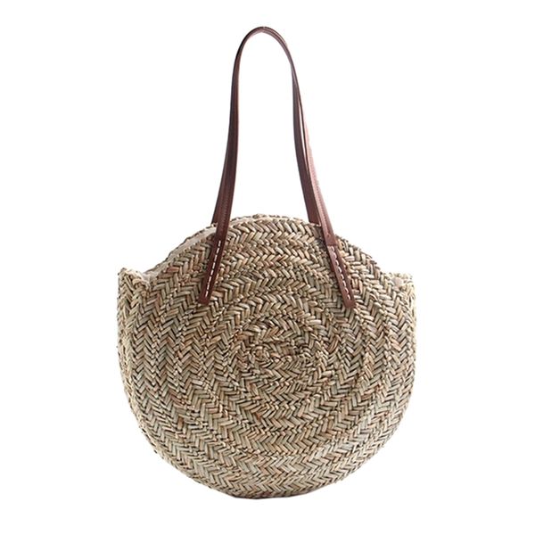 

women bohemia wind beach circle round rattan straw summer travel shoulder bags