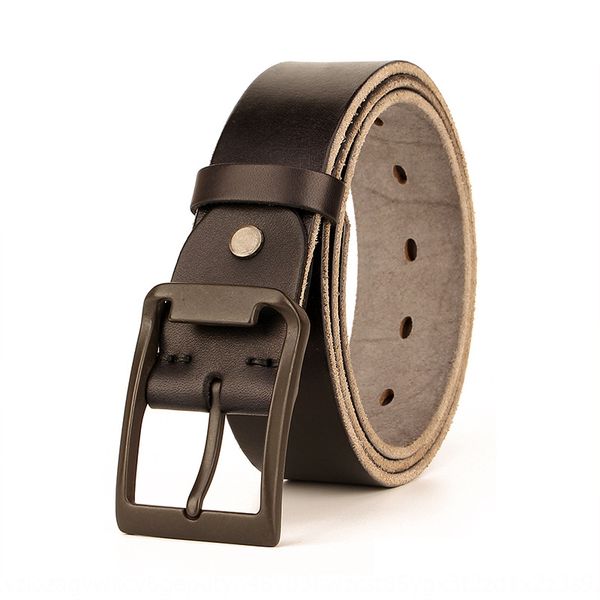 

men's washed japanese pin buckle layer cowhide casual belt vegetable tanning leather and pin jeans jeans belt belt, Black;brown