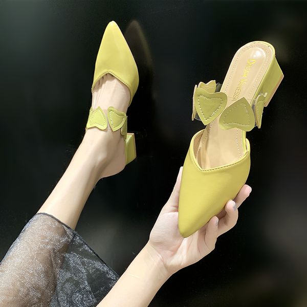 

mules for women 2020 ladies' slippers cover toe luxury slides shoes square heel pantofle med designer summer soft block new, Black