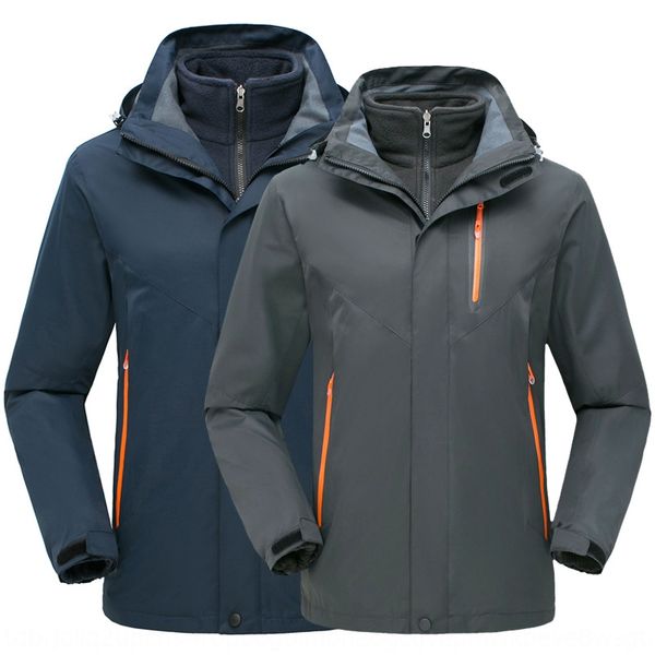 

d5c6m outdoor men's three-in-one two-piece high transparent waterproof mountaineering outdoor men's jacket three-in-one coat jacke, Blue;black