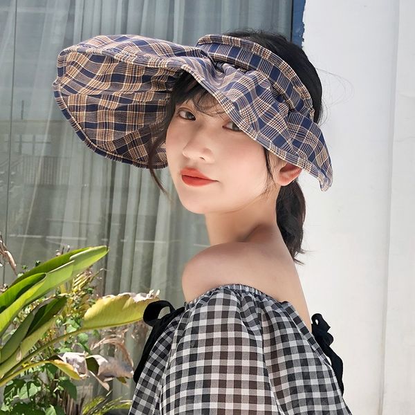 

qspvh parent-child korean shell empty sunscreen hair band sunscreen children's summer sun-proof hat outdoor uv-proof korean style hair, Blue;gray