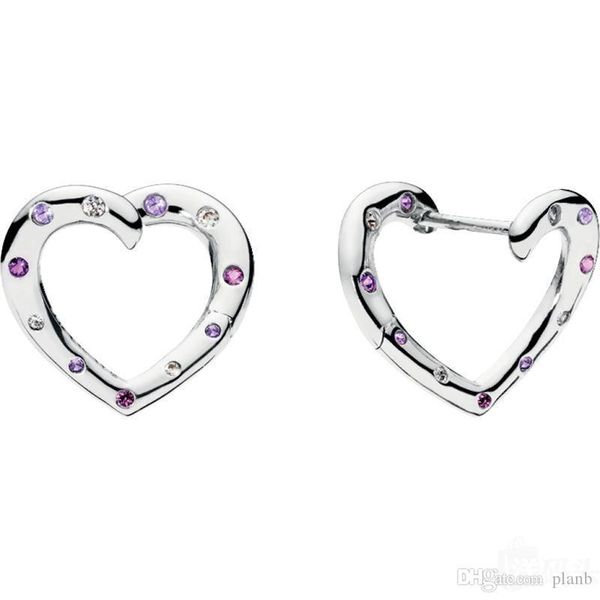 

925 sterling silver heart stud earring original box for pandora colors cz diamond womens earrings sets valentine's day gift, Golden;silver