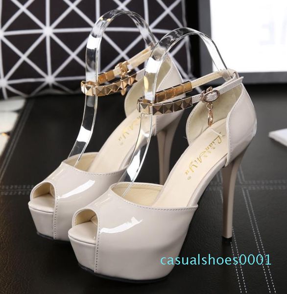 

women designer heels red bottom patent pu leather peep toe ankle strap nude wedding shoes size 34 to 39 c01, Black