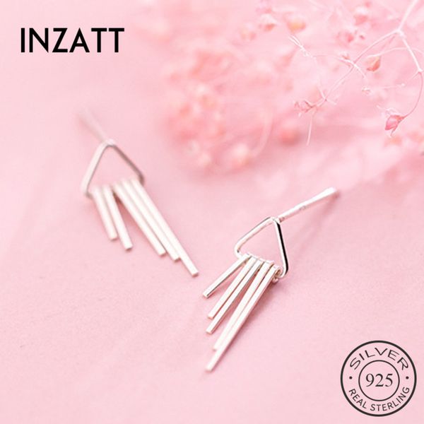 

inzareal 925 sterling silver minimalist tassel stud earrings for fashion women fine jewelry trendy 2020 accessories gift, Golden;silver
