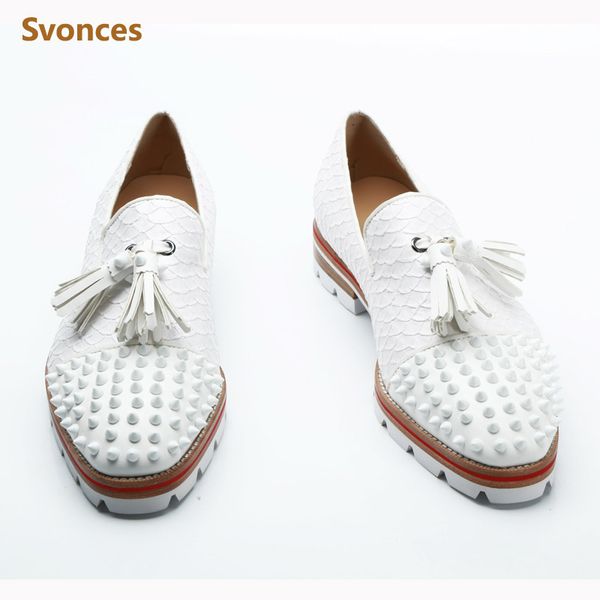 

fashion running shoes man gear bottom rivets leather sneakers tenis masculinos sepentine pattern platform casual shoes, Black