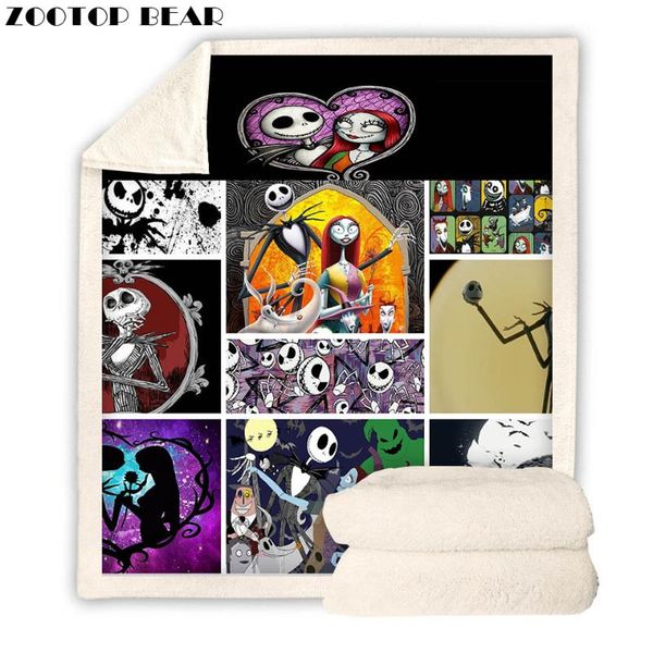 

all over print blanket plush colorful illustration jack skellington sherpa fleece bedspread blanket drop shipping 2020 new