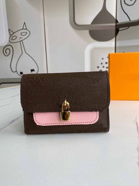 

ladies purse wallets l flower pattern genuine leather m62578 flower compact locky style mix color short ladies purses wallet, Red;black