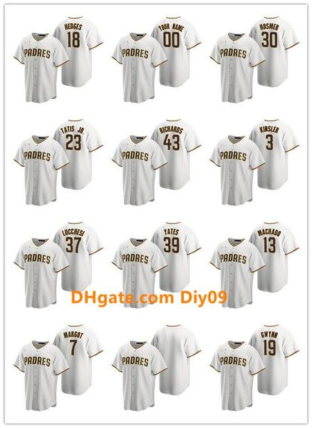 

san diego padres men women youth 13 manny machado 37 joey lucchesi 23 fernando tatis jr. home baseball jersey, Black