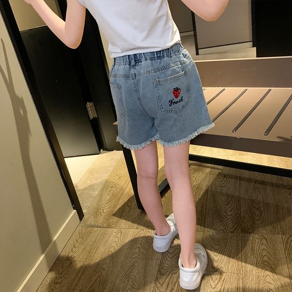 

qb9lf girls wear outside shorts and shorts 2020 new fashion children's hole-breaking pants foreign style summer jeans for middle and la, Blue
