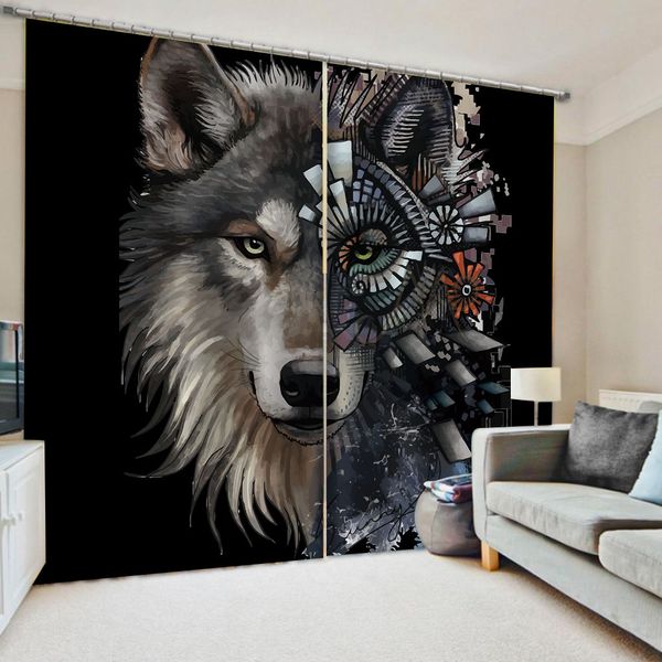 

custom any size p black dog head curtains thick shading soundproof windproof curtain