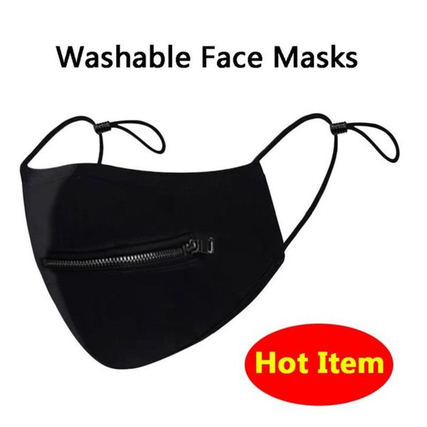 

adjustable zipper mask washable quick dry face masks zip open grid printing gold black mouth cover eat drink in public face cover