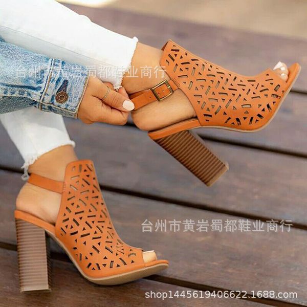 

high fairy2019 will super with fish mouth sandals woman hollow out hasp women's shoes