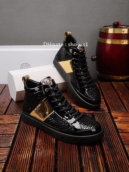 

2021-2020 limited custom leather color -block embroidery high -casual ankle boots ,high -end fashion wild lace -up sneakers ,size :38 -4, Black