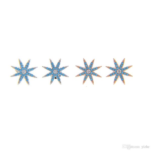 

2017 new arrive fashion jewelry mciro pave turquoise star north star studs rose gold silver stud earring, Golden;silver