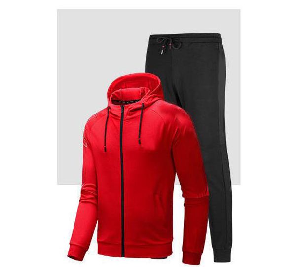 

2020 new luxury men's tracksuit black red solid color jacket + pants two piece suit causal active tracksuit winter autumn plus size, Gray