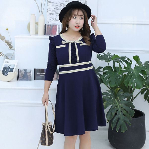 

women's long sleeves stripped a line dress plus size chic wide loose high waist casual dress 100kg can wear, Black;gray