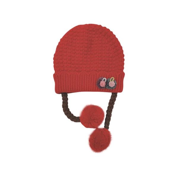 

kancoold autumn and winter children's warm woolen cap baby boys and girls cute cartoon braid hair ball cuff warm knitted hat, Yellow