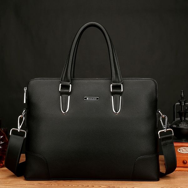 

new men's hand genuine hand men's horizontal business bag briefcase messenger backpack bag, White