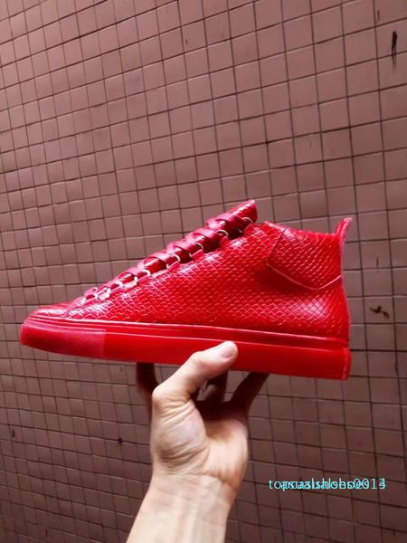 

fashion arena sneaker shoes fashion kanye west red snake leather men's zapatos hombre casual trainers party dress shoes 39-46 c14, Black