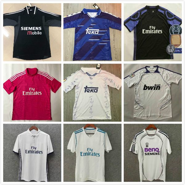 

06 07 real madrid seedorf raul zidane mens retro 99-00 soccer jerseys 14 15 16 17 2018 ronaldo kaka sergio ramos vintage kits classic shirt, Black;yellow