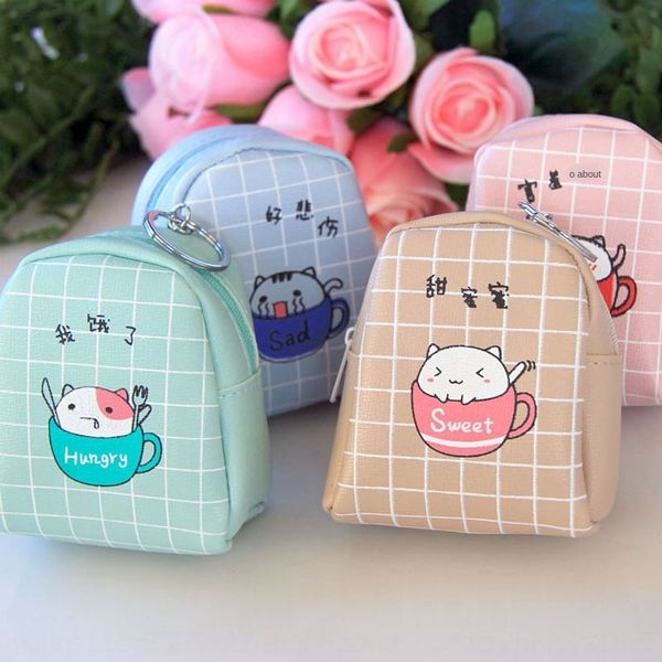 

cartoon tea cup wallet bag cat pu leather small bag shaped small wallet gift, White