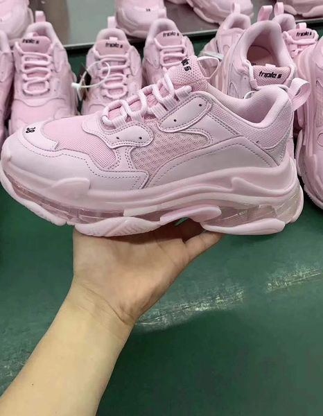 

nfactory wholesale 2019 womens casual shoes triple s clear sole fashion vintage kanye west old grandpa trainers luxury designer 36-40 cs08, Black
