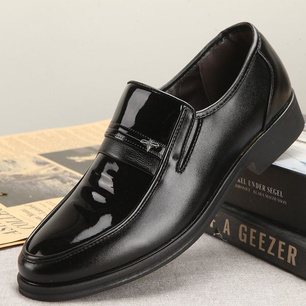 

mazefeng brand classic business men's dress shoes fashion elegant formal wedding shoes men slip on office oxford for men, Black
