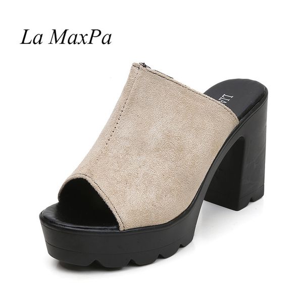 

2020 new women fashion shoes ladies flock chunky heel sandals thick high-heeled flip flop open toe sandal platform slippers shoe, Black