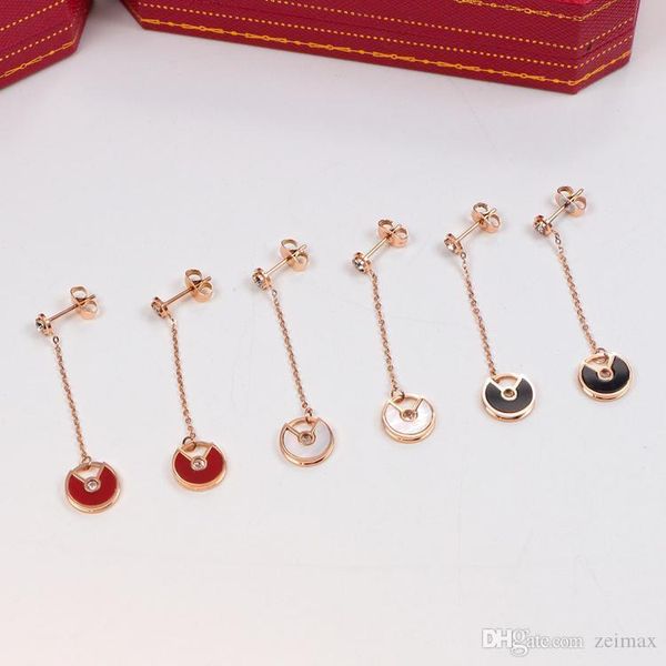 

rose color long tassel party stud dangle drop earrings eardrop for women jewelry with original box set, Silver