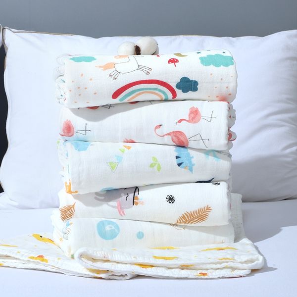 

high-density printed gauze baby blanket cartoon bath towel pure cotton children's quilt gauze bath towel