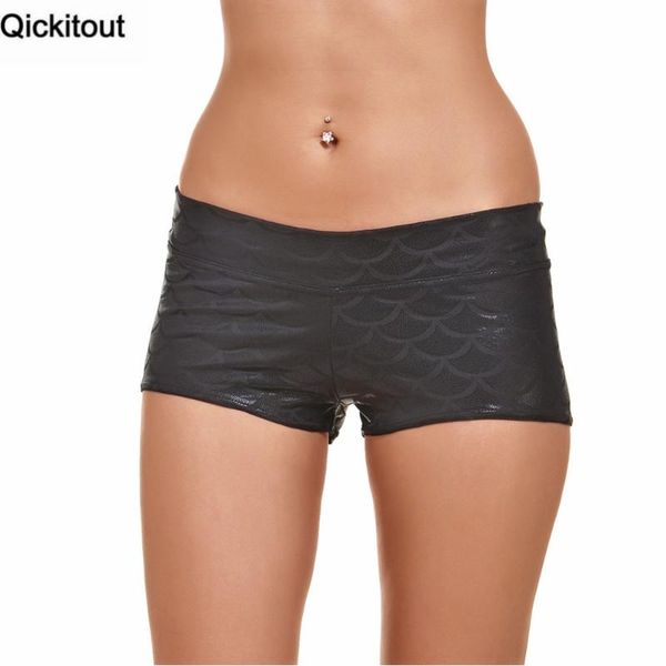 

women's shorts qickitout 2021 wholesales women fashion elasticity black scales mermaid digtal printing fitness, White;black
