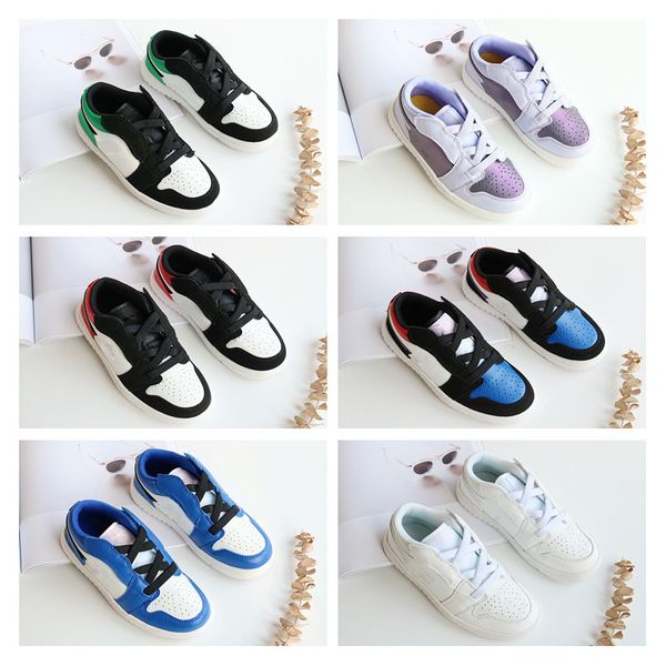 

jumpman 1 1s low band for boy girl basketball shoes athletics sneakers kids running shoe for baby sports torch hare game royal pine court 06, Black