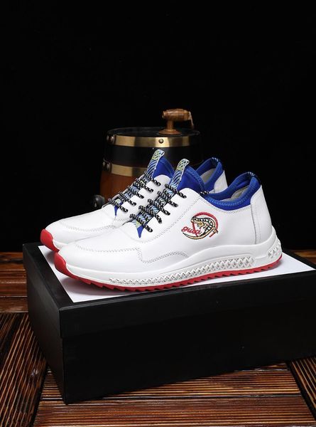 

2019 summer new white shoes men's leather casual comfortable sports shoes trend wild shoes original box delivery: 38-4411, Black