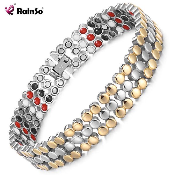 

rainso stainless steel magnetic charm bracelets for women bio energy therapy love bracelet femme health jewelry friendship gift, Golden;silver