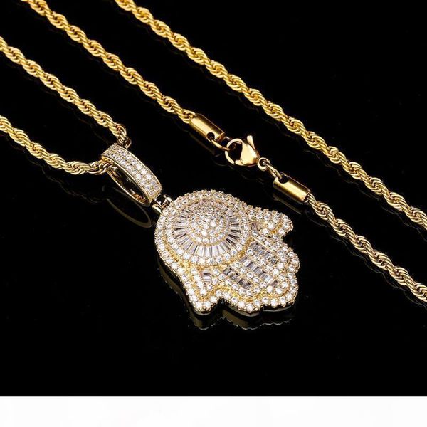 

d мужчины hip hop фатимы рука ожерелье с теннисной цепи iced out кубический циркон rock vintage заявление ювелирные изделия friend рождестве, Silver