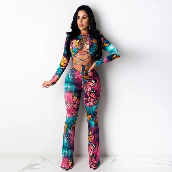 

summer o-neck long sleeve skinny rompers casual full length women clothing butterfly bandage womens jumpsuits, Black;white